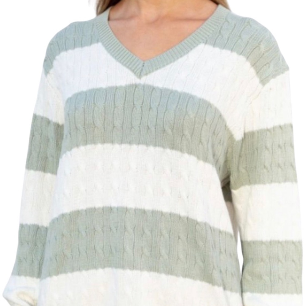 John Galt Green Stripe Sweater